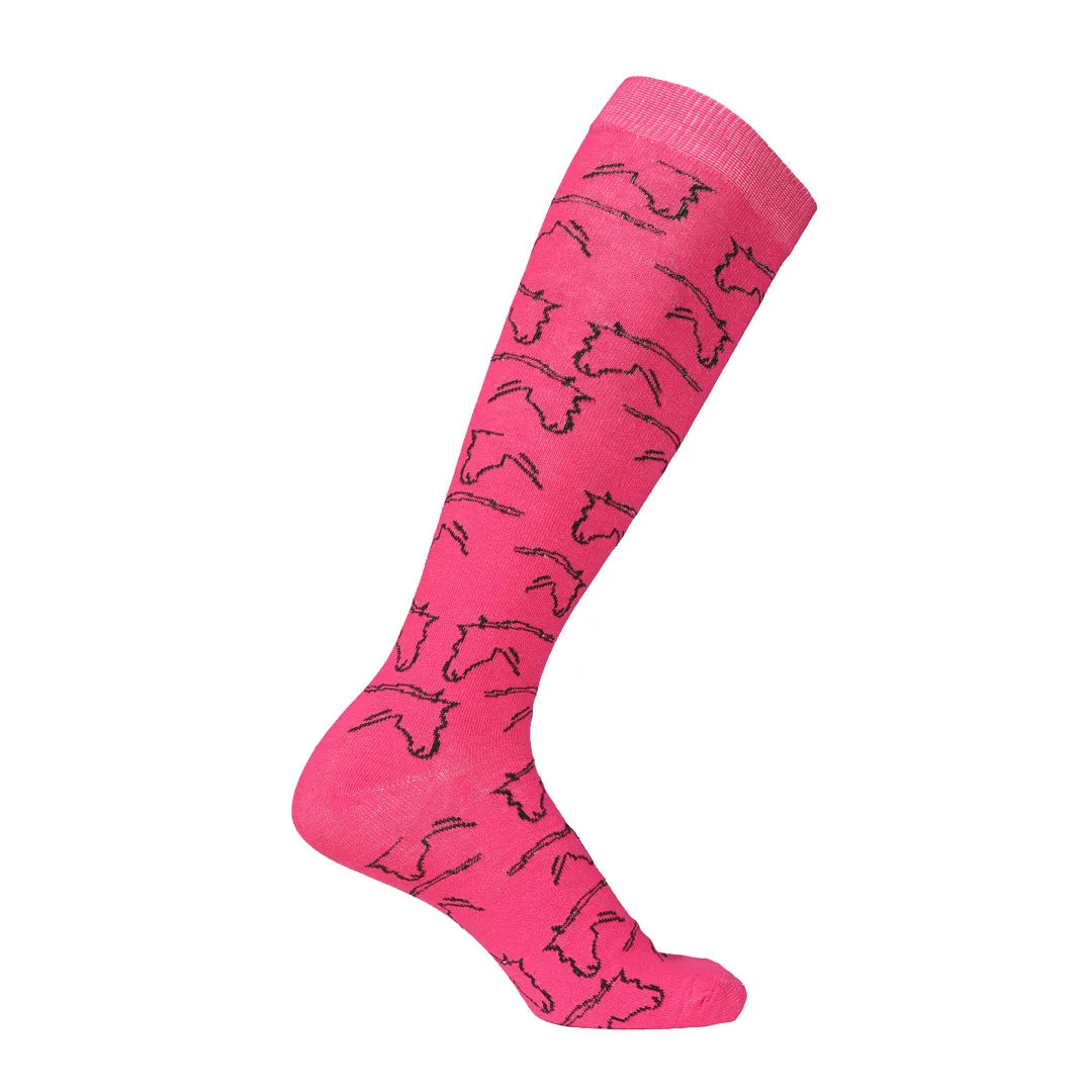 AWST Int'l Ladies Horse Heads Knee Socks - 6 pack