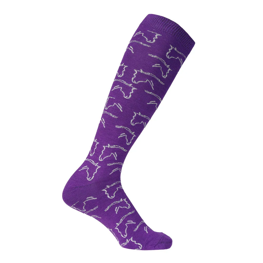 AWST Int'l Ladies Horse Heads Knee Socks - 6 pack