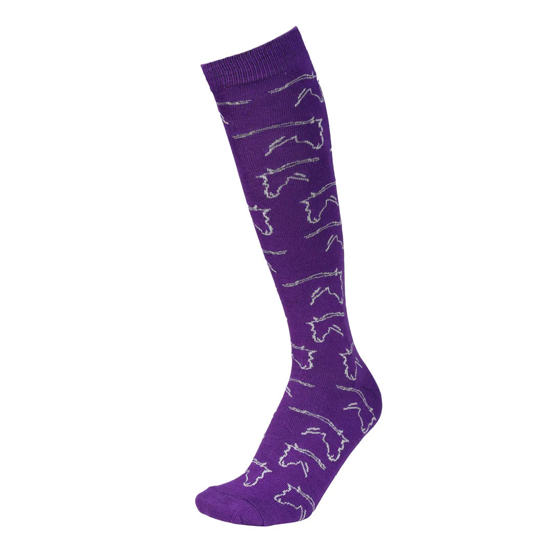 AWST Int'l Ladies Horse Heads Knee Socks - 6 pack