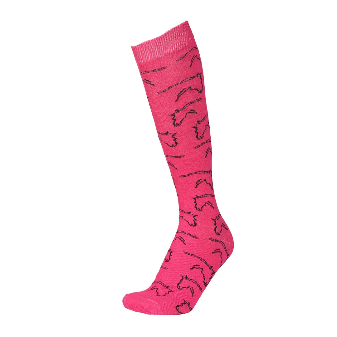 AWST Int'l Ladies Horse Heads Knee Socks - 6 pack
