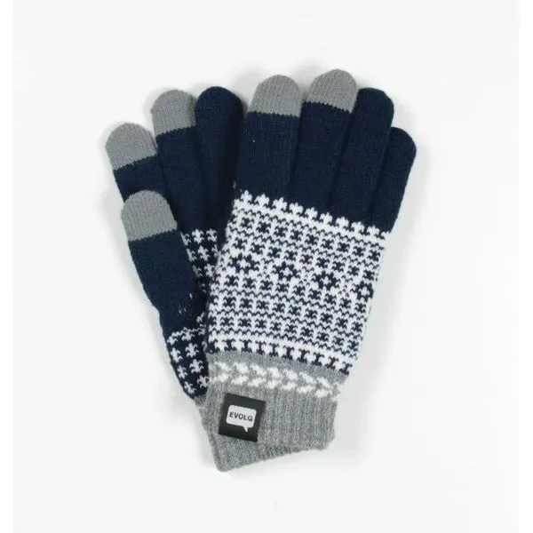 Fleur Knit Glove (Navy   White   Gray)