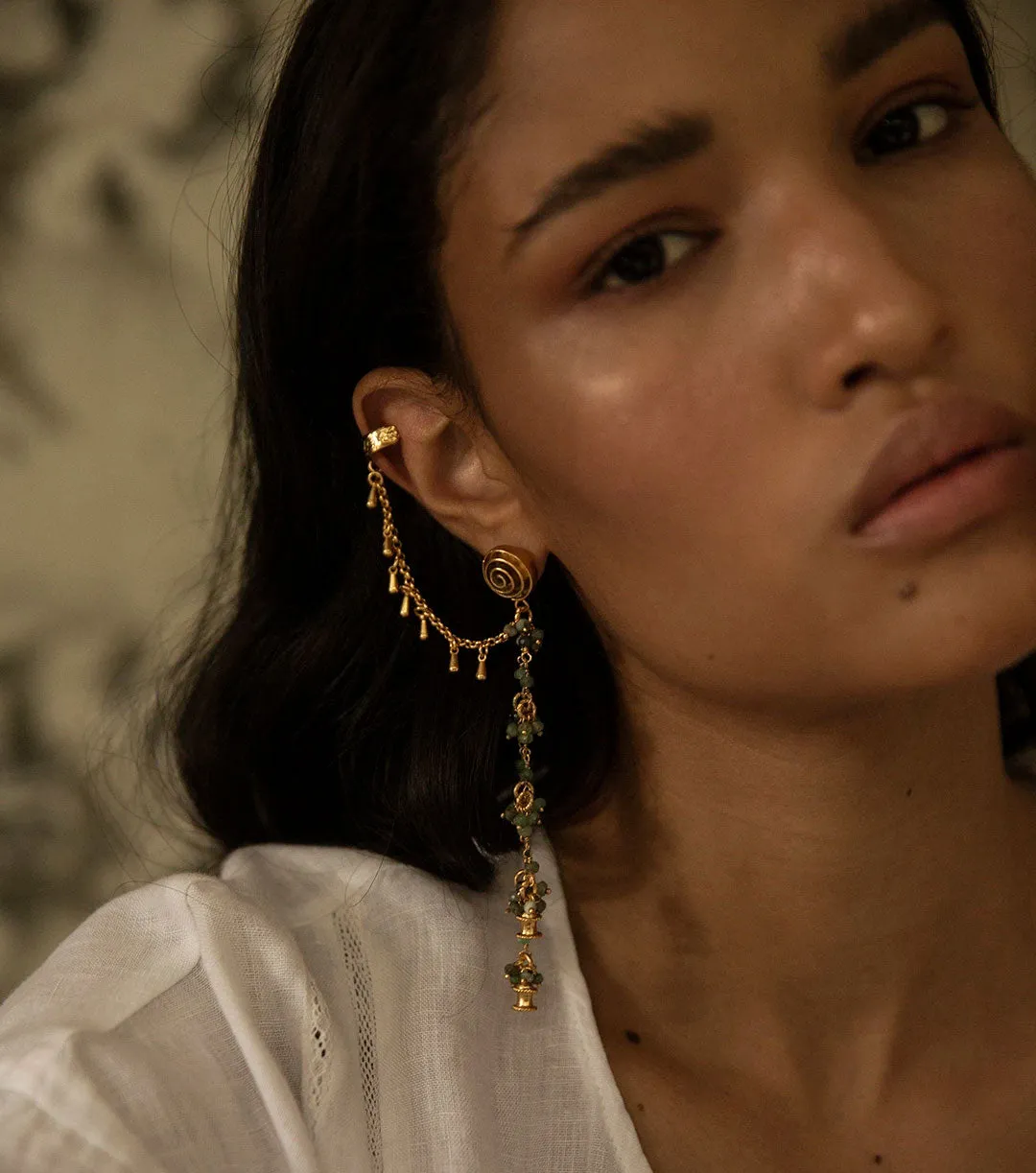 Hama Agate Chain Earcuff
