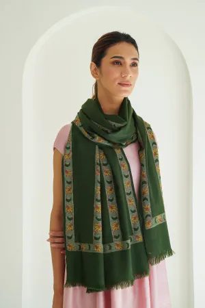 Kani Abdar Hand Woven Pashmina Scarf Seaweed