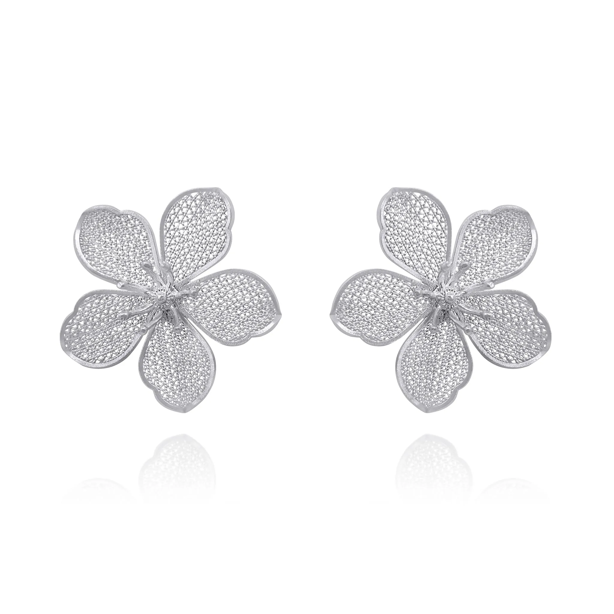 MAGNOLIA SILVER STUD EARRINGS FILIGREE